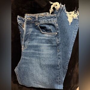 Zara High Rise Distressed Boyfriend Jeans